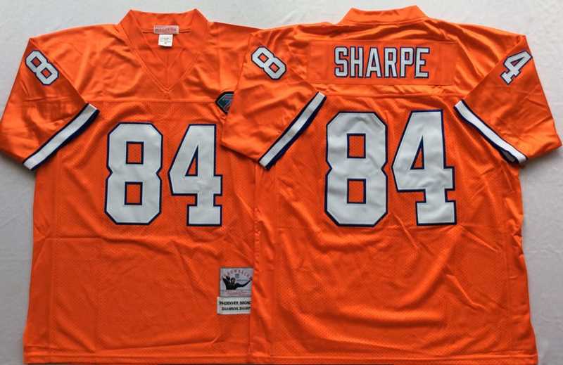 Broncos 84 Shannon Sharpe Orange M&N Throwback Jersey->nfl m&n throwback->NFL Jersey